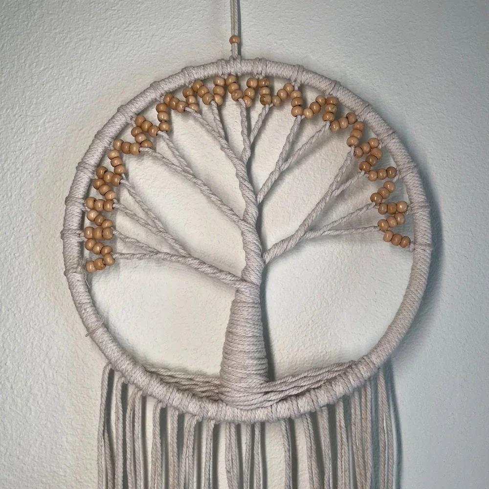 Macrame wall art Tree Feathers Wooden Beads Bohemian Witchy Indie Hippie 35